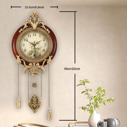 Aero Snail Dia 9-Inch Retro Style Vintage Wood Indoor Wall Clock with Swinging P