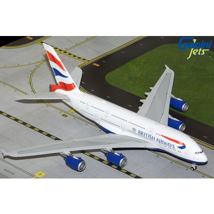 AIRBUS A380 BRITISH AIRWAYS REG: G-XLEE WITH STAND - GEMINI JETS G2BAW1340 1/200