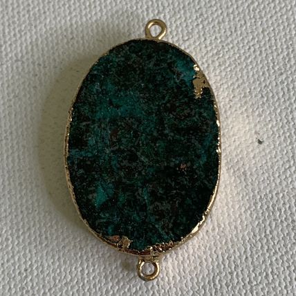 Chrysocolla Malachite Gold Dipped Connector Bead Double Sided Jewelry Making 1.5
