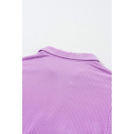 Phalaenopsis Corded Turn-down V Neck Bubble Sleeve Babydoll Blouse
