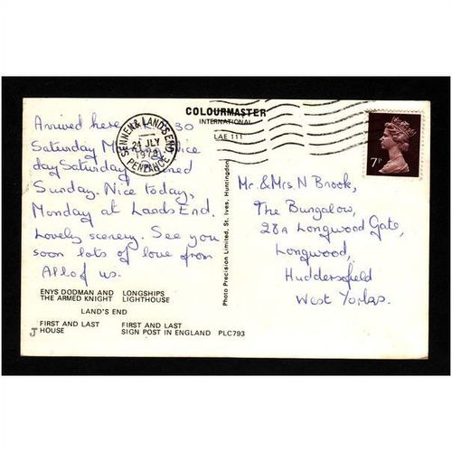 CORNWALL POST CARD - LANDS END MULTI VIEW NICE COLOURED PHOTO - USED