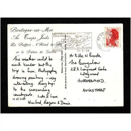 FRANCE POSTCARD - BOULOGNE - SUR- MER - PALAIS OF JUSTICE USED