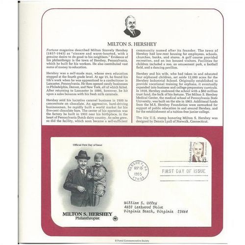 MILTON S. HERSHEY ' OFFICIAL FIRST DAY of ISSUE ' (1995)