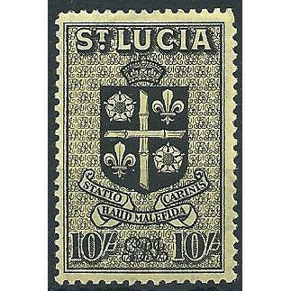 St Lucia 1938 SG138 10/- Black/Yellow Perf 12 Mounted Mint ... .