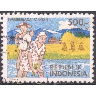 Indonesia 1986 - SG1811 - 500r yellow/brown/blue - Agriculture - used