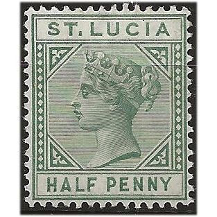 St Lucia 1891 SG43 1/2d Dull Green Wmk Crown CA Mounted Mint . ..
