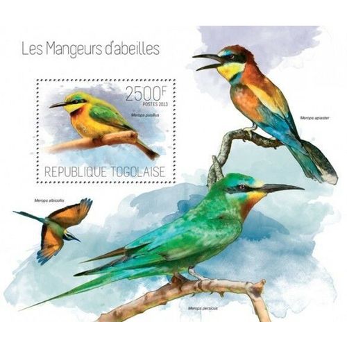 TOGO 2013 SHEET MNH BEE EATERS BIRDS AVES OISEAUX PASSAROS UCCELLI 7A