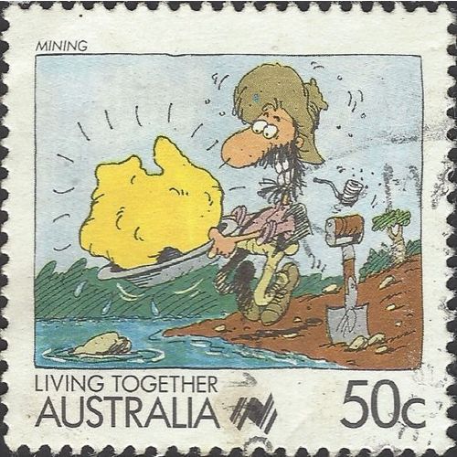 AUSTRALIA, Living Together, Mining, blue 1988, 50c, #2