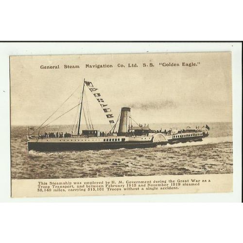 General S.N.Co. PS GOLDEN EAGLE Postcard