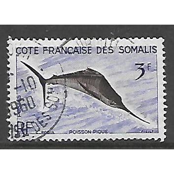 FRENCH SOMALI COAST 1958 3F BLUE MARLIN SG 437 FINE USED
