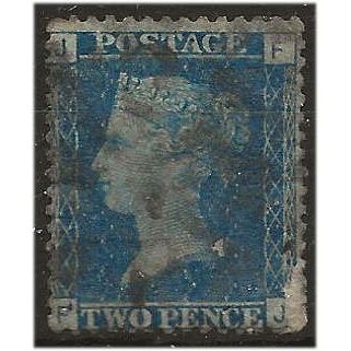 1858 SG47 2d Blue Plate 15 Good Used (rub) Check Letters “FJ” . .. .