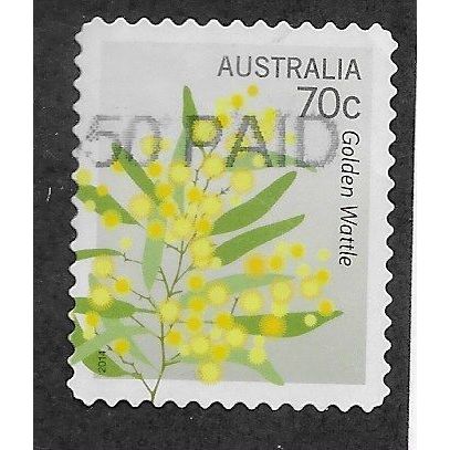 AUS 2014 70c (S/A) 'GOLDEN WATTLE' (P11) FINE USED (EBID78-281)