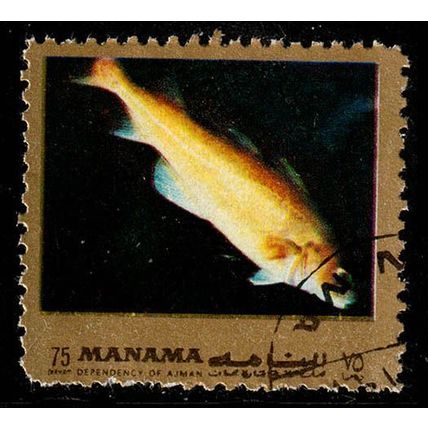 Manama 1972 Animals Fish 75Dh Used Stamp #2 Bahrain