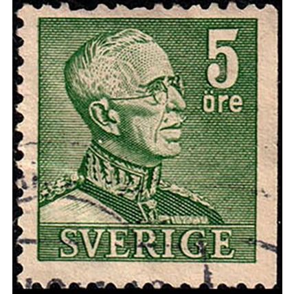 Sverige Sweden 1939 King Gustaf V 5ore Used Stamp b