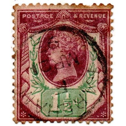 QUEEN VICTORIA FINE USED 1 1/2d. PURPLE AND GREEN STAMP 1887-92 HINGED