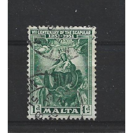 Malta.SG258 1d Our Lady of Mount Carmel (Green).Fine Used.Apr25b