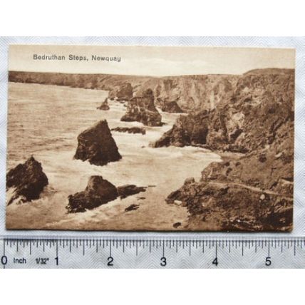vintage postcard Bedruthan Steps, Newquay