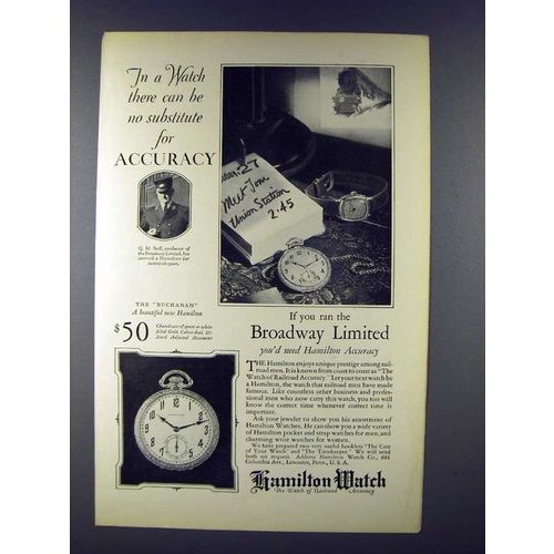 1926 Hamilton Buchanan Watch Ad - Broadway Limited