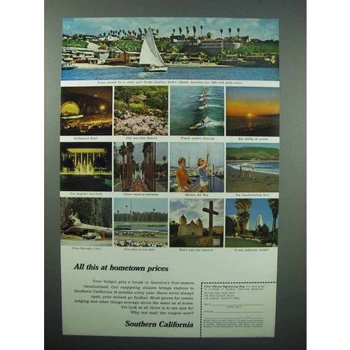 1967 Southern California Tourism Ad - Hometown Prices