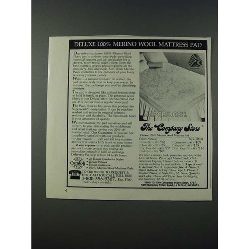 1986 The Company Store Merino Wool Mattress Pad Ad