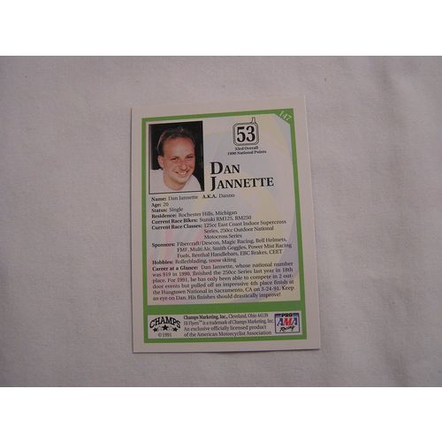 Dan Jannette 1991 Champs Hi Flyers Motocross NO. 147