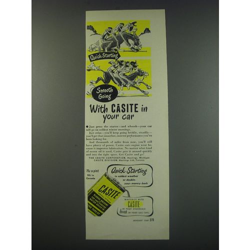 1949 Casite Treatment Ad - Quick Starting.. Smooth going