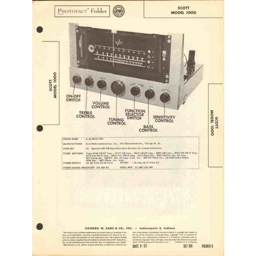 SCOTT model 1000 16 tube AM FM radio receiver Sams Photofact manual