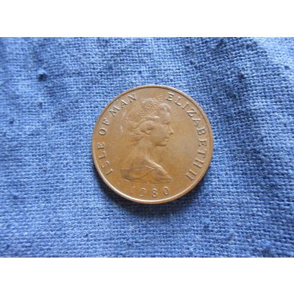 1980 ISLE OF MAN TWO PENCE COIN. ( Ghough )
