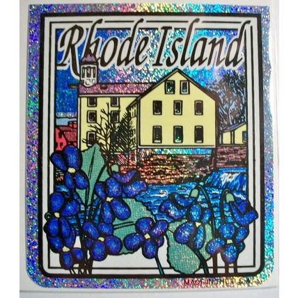 Rhode Island State Vinyl Reflective Souvenir Decal with Glitter
