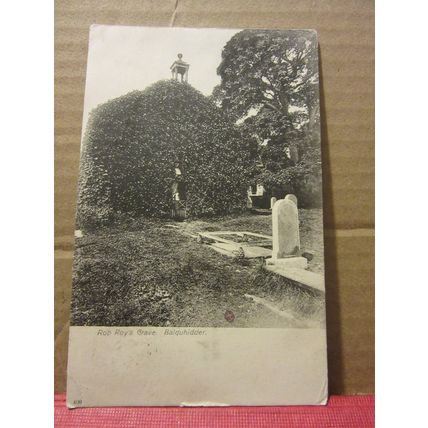 ROB ROY'S GRAVE, BALQUHIDDER, PERTHSHIRE used antique postcard 1907 pm =