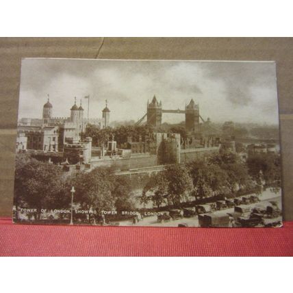 THE TOWER OF LONDON & TOWER BRIDGE, LONDON vintage used postcard 1945 pm #