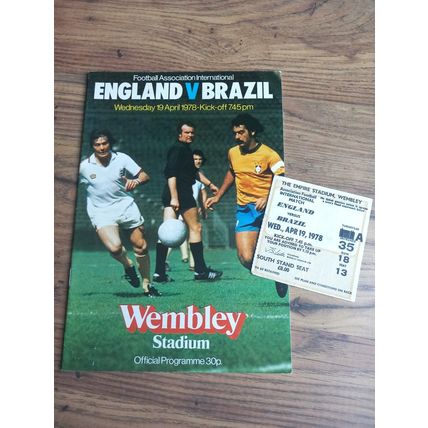 1978 England vs Brazil – Programme & Ticket