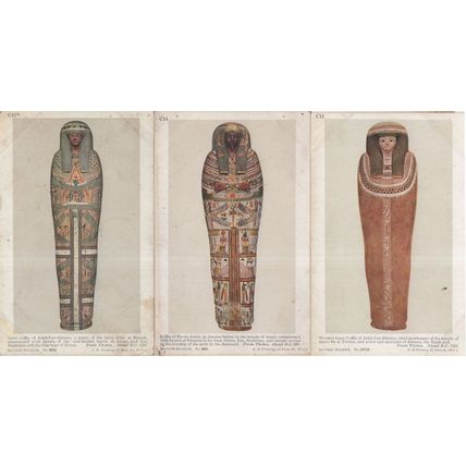 Ankh Fen Khensu Huen Amen 3x Egyptian Coffin Postcard s