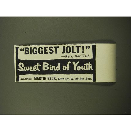 1959 Sweet Bird of Youth Play Advertisement - Biggest Jolt!