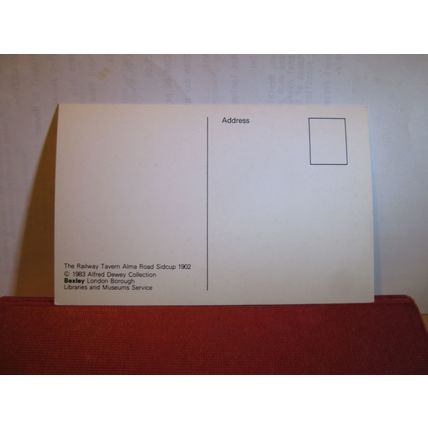 1902, RAILWAY TAVERN, SIDCUP, BEXLEY, LONDON unused museum postcard dated 1983 =