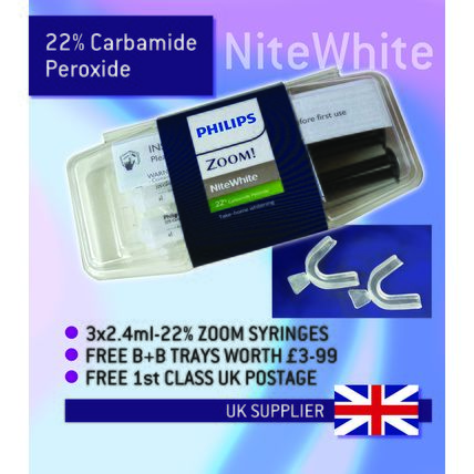 Philips Zoom 22% Teeth Whitening Gel Inc FREE B & B Teeth Trays & RM Delivery..