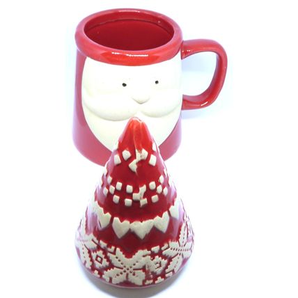 Christmas Santa Mug Ceramic Knitted Deer & Snowflake Pattern Gift 32 CM Gift