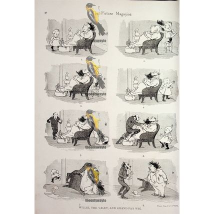 Grandpa's Wig , Victorian Children's Humour, Book Illustration (Print), 1893