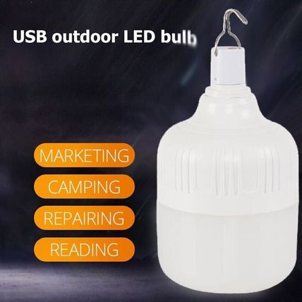 60W LED Outdoor Light Bulb with Hanging Rechargeable BBQ Camping Emergency Lamp