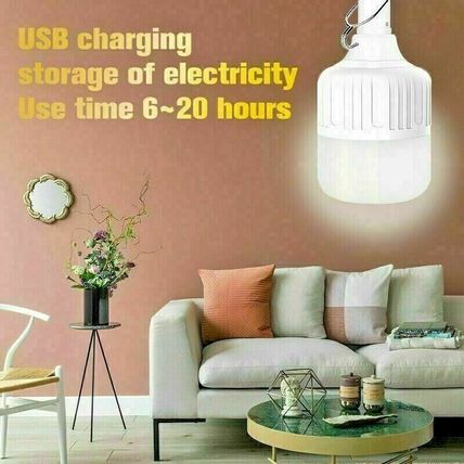 60W LED Outdoor Light Bulb with Hanging Rechargeable BBQ Camping Emergency Lamp