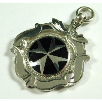 Vintage Solid Silver Enamel Albert Chain Fob Medal St John Ambulance Squires Cup