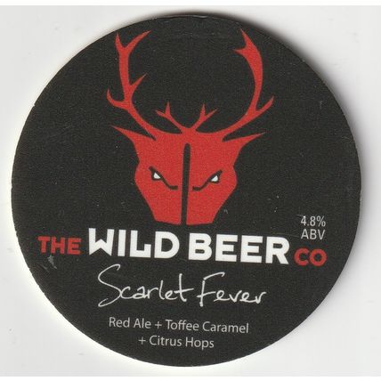 UNUSED KEG CLIP FRONT - THE WILD BEER CO - SCARLET FEVER RED ALE