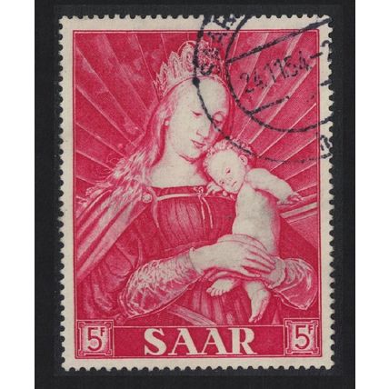 Saar 'Madonna and Child' Painting by Holbein 1954 Canc SG#348