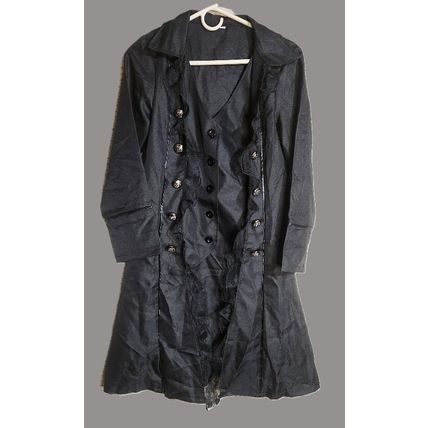 Lace Steampunk Victorian Gothic Tailcoat Cosplay Costume Jacket BLACK MEDIUM