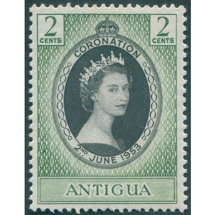 Antigua 1953 2c black & deep yellow-green Coronation SG120 unused