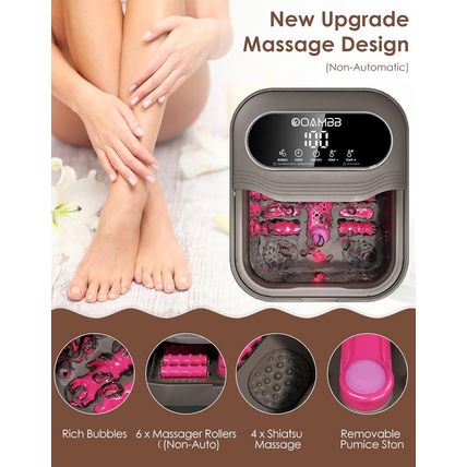 Collapsible Foot Spa with Heat, Bubble and Temp Control, Foot Bath Massager with
