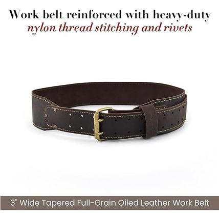 Style N Craft - 3" Wide, Long, Tapered Full-Grain Oiled Leather Work Belt, Durab