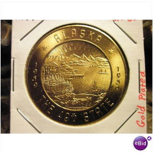 1959 Alaskan Statehood Gold Plated Token (FRE SHIP)