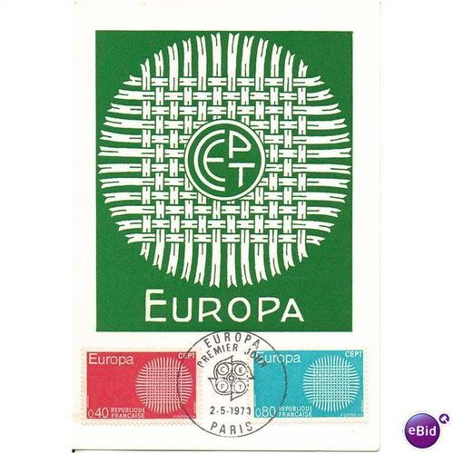 FRANCE REUBLIQUE FRANCAISE 1970 EUROPA SG1874/75 STAMP CARD MAXI CARD PHQ VFU