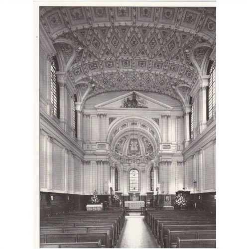 B&W photo Postcard - Interior St Mary-le-Strand church London - the WRNS Church